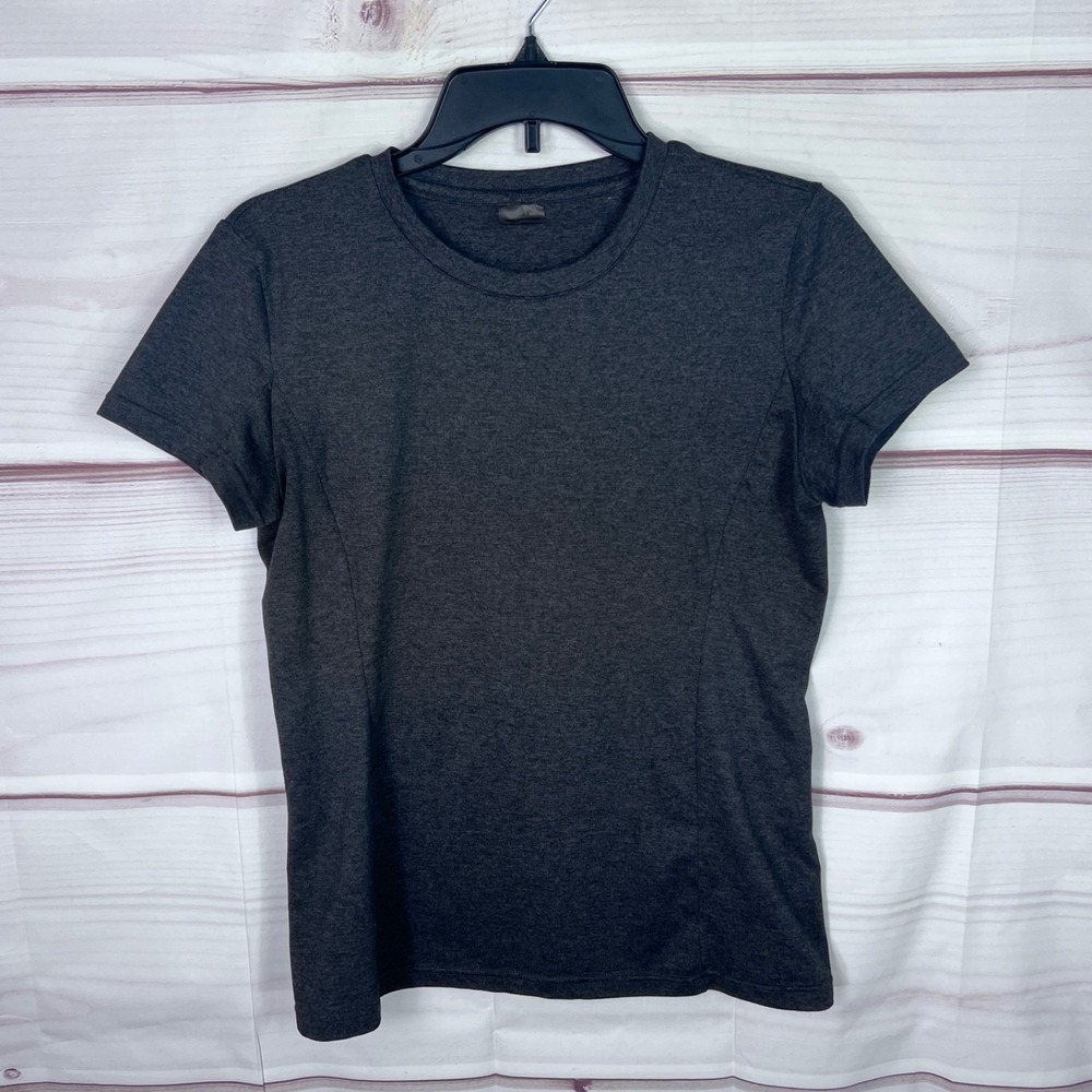 ILUS Top Womens XL Gray Crew Neck T-Shirt Short Sleeve Slim Fit Stretch Solid